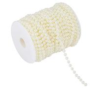 25m Guirlande de Perles Rouleau de Perles en Fil Faux Perle Guirlande DIY Mariage Chriatmas Décoration de Fête, 6mm(beige)