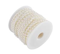 25M/rouleau élégant double ligne de coton perles d'imitation, Chaîne Guirlande de Perles pour la fête de mariage (blanc lait)