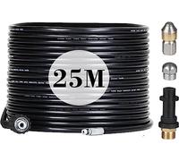 25M Tuyau Déboucheur Canalisation pour Nettoyeur Haute Pression Kärcher, avec Buse à Jet et Buse Rotatif, 180Bar Kit Furet Professional avec Adaptateurs pour Karcher K2/K3/K4/K5/K6/K7 Accessoire
