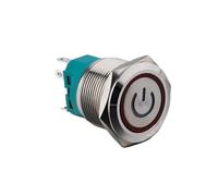 25mm/30mm/40mm stainless steel metal button switch round flat led ring instantaneous power mark car switch 12V 24V yellow blue NWPNLXEA(25mm Power LED,Blue LED)