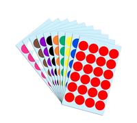 25mm Gommettes Autocollantes Rondes - 10 Couleurs, 1200 Pieces