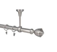 25mm Kit de tringle a rideau Metal Fixation au Plafond Acier Inoxydable 140 cm Aura