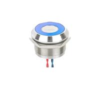 25mm Momentary Ring Led Light Stainless Steel Switch Normally Open IP68 Chamfer Head Factory Offer Wired Piezo Switch NWPNLXEA(12V RG Com Negative)