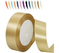 25mm Or Du Tyran Ruban Satin Pour Emballage Des Cadeaux,23 Mètres Polyester Rubans Pour Bouquets,Ballon,Couture,N?Uds,Gâteau,Satin Ruban Roll Pour Décoration De Mariage/Anniversaire/Noël/Fête