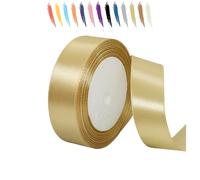25mm Or Du Tyran Ruban Satin pour Emballage Des Cadeaux,23 mètres Polyester Rubans pour Bouquets,Ballon,Couture,Nœuds,Gâteau,Satin Ruban Roll pour Décoration de Mariage/Anniversaire/Noël/Fête