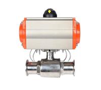 25mm Sanitary Ball Valve Tri Clamp Ferrule Type 304 Stainless Steel With Double Acting Cylinder