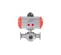 25mm Sanitary Pneumatic Three-Way Ball Valve Clamp Stainless Steel Double Acting T/L type Chuck Quick cut-off ball valves(T type)