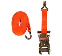25mmx6m Ratchet Tie Down Strap, Heavy Duty Lashing Strap with Double J Hooks, 3307lb Capacity Securing Straps for Trailer Truck Car, Polyester and Iron Material,