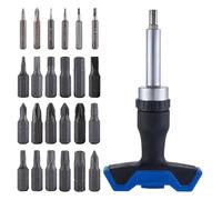 25pc T-Handle Screwdriver Set - Multi Bit Kit with, Pozi, Slotted, Hex, Torx & Bits