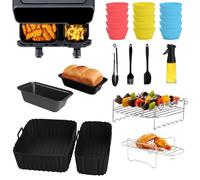 25Pcs Accessoires pour Air Fryer, Moule Silicone Air Fryer pour Philips Airfryer Dual Basket 3000 Series, Moulinex Easy Fry Dual 5,2/3,1L, Lakeland 5L/3L, Silicone Friteuse à Air Chaud Accessoires