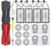 25Pcs Accessoires pour Roborock Saros 10R /Saros 20/Qrevo Edge 2/Qrevo CurvX/Qrevo Curv 2 Pro/Qrevo Curv 2 ProX, 2 Brosses Principales 6 Brosses Latérales 6 Serpillères 4 Sac À Poussière 4 Filtre