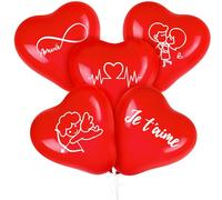 25Pcs Ballon Rouge Cœur “Je t’aime” Ballon Gonflable Latex Décoration Romantique pour Saint-Valentin Mariage Anniversaire Fiançailles Noël Fête