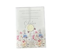 25Pcs beautiful wild flowers and butterfly Vellum Jacket Wrap suitable for a 5 x 7 Wedding Invitation pour Documents(Color1)