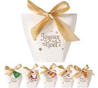 25pcs Boîtes De Bonbon Joyeux Noël Et Étiquettes Rubans Bonbonnière Chocolat En Carton Ballotin Dragée Pour Emballage Petit Boîtes Cadeau Fêtes De Noël 12 X 10cm