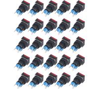 25Pcs Bouton poussoir Momentary Self Locking 16mm Square with Light Set Kit 12VRed