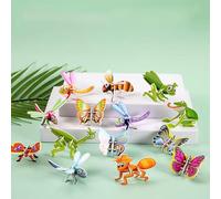 25Pcs Educational 3D Cartoon Puzzle, 3D Puzzle for Kids Toys Pack, 3D Paper Puzzles Paper Craft DIY Puzz Kits, Animals/Dinosaurs/Aircraft/Insects 3D Jigsaw Puzzle DIY Art Crafts (ColorD 25Pcs)