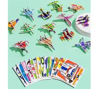 25Pcs Educational 3D Cartoon Puzzle, 3D Puzzle for Kids Toys Pack, 3D Paper Puzzles Paper Craft DIY Puzz Kits, Animals/Dinosaurs/Aircraft/Insects 3D Jigsaw Puzzle DIY Art Crafts (ColorC 25Pcs)