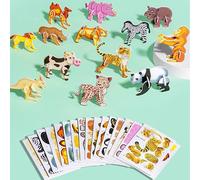 25Pcs Educational 3D Cartoon Puzzle, 3D Puzzle for Kids Toys Pack, 3D Paper Puzzles Paper Craft DIY Puzz Kits, Animals/Dinosaurs/Aircraft/Insects 3D Jigsaw Puzzle DIY Art Crafts (ColorA 25Pcs)