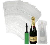 25pcs Emballage Bouteille Champagne Sacs Gonflables Bouteilles Protège Bouteille Réutilisable, Emballage Bulle pour Champagne avec une Pompe