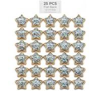 25pcs Gold Resin Stars Cabochons With Iridescent Glitter Sparkle Dots Flat Back Embellishments For Crafts