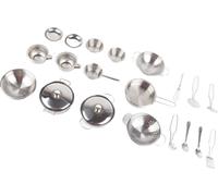 25PCS Jouets de cuisine Acier inoxydable Batterie de cuisine Ustensiles de cuisine Poêle Set de jouets pour enfants