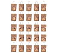 25Pcs Kraft Paper Bags with Handles | Animal Pattern Party Bags/Wedding Favors/Birthday Treats | Multipurpose Eco - Friendly Bags for Presents & Storage