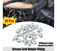 25pcs M10x1 Voiture Graisse Mamelon Raccord 180 Degré Galvanisé Acier