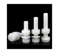 25PCS M5,50mm,Nylon blanc à vis hexagonal lave-écrou de rondelle de vis à tête hex-filetée métrique vis à vis en plastique