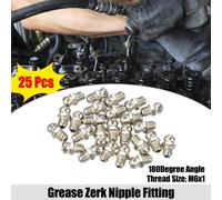 25pcs M6x1 Voiture Graisse Mamelon Raccord 180 Degré Nickel Plaqué Acier