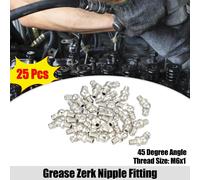 25pcs M6x1 Voiture Graisse Mamelon Raccord Courbure 45 Degré Plaqué Nickel