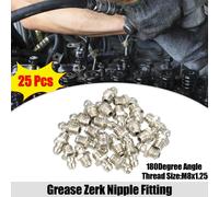 25pcs M8x1,25 Voiture Graisse Mamelon Raccord 180 Degré Plaqué Nickel