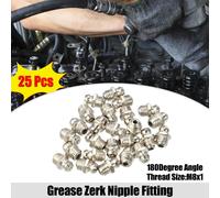25pcs M8x1 Voiture Graisse Mamelon Raccord 180 Degré Nickel Plaqué Acier
