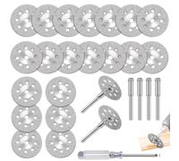 25pcs Mini Circular Saw Blade,Mini Diamond Cutting Disc for Rotary Tool with 4 x 3mm Chuck and 1 Screwdriver for Wood,Metal,Plastic,Stone,Glass
