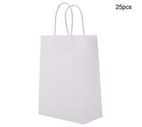 25pcs Sac Présent pour le Sac de Faveur de Mariage avec Poignée, Grande capacité, Idéal pour la Fête, le Shopping, Sortant, Pas Facile à Plisser (WHITE)