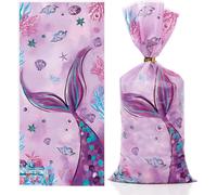 25pcs Sachets Bonbons Anniversaire 12,5x27,5cm, Sac Cadeau Enfant, Pochette Bonbon, Imprimés De Sirène, Décorations Fête Fille Baptême Douche Nuptiale