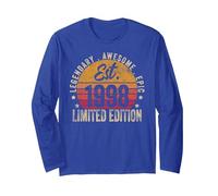 25th Birthday Vintage 25 Year Old Est 1998 Limited Edition Manche Longue, Unisexe pour Adultes, Bleu Royal, L