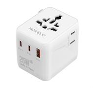 25W Adaptateur Prise Universelle, 5 en 1 Adaptateur Universel de Voyage avec 2 USB et 2 USB C, 1 Prise Universelle et Prise US/JP Adaptateur vers USA UK EU Australie, Adaptateur Prise vers France