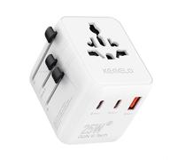 25W Adaptateur Prise Universelle, 5 en 1 Adaptateur Universel de Voyage avec 2 USB et 2 USB C, 1 Prise Universelle et Prise US/JP Adaptateur vers USA UK EU Australie, Adaptateur Prise vers France