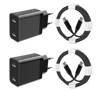 25W Chargeur pour Samsung Galaxy A56 5G/A26 5G A36 5G A55 5G/A16 5G/A35 A25 5G/A54 A53 A34 A15 A06 Z Fold 6/5 4/S25/S24 FE/S23 iPhone 16e 16 Pro Max iPad Pro USB C Prise Charge Rapide et Câble,2Pack