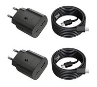 25W Chargeur Rapide,2-Pack Chargeur Prise avec Cable pour Samsung Galaxy S24 Ultra/S25 Plus/S23 Ultra/S22/S21 S20 FE,Note 10/20 Ultra,A56 A54 A55 5G/A36 A25 5G A26 A53 A15 A16 Z Fold USB C Secteur