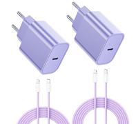 25W Chargeur Rapide for iPhone, 2PCS Chargeur Rapide for iPhone 14/14 Plus/14 Pro/14 Pro Max/13/12/11/SE/X/XS/XR SE 8 7 6, USB C Prise et 2M Cable Secteur C-to Lightning Mural Alimentation Adaptateur