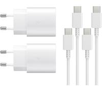 25W Chargeur Rapide pour Samsung Galaxy S24 S23 S22 S21 S20 S10 A14 A23 A34 A54 A53 Z Fold Flip 4/5 (Blanc 2 Pack)