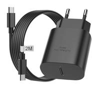25W Chargeur Samsung Charge Rapide avec Câble USB C 2M pour Samsung Galaxy S24 Ultra S23 S22 S21 S20, Chargeur USB C Rapide Adaptateur Prise USB C Secteur Chargeur Type C pour Chargeur Samsung (Noir)