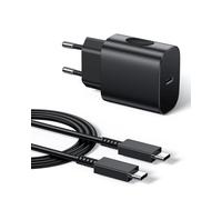 25W Chargeur USB C Charge Rapide pour Samsung Galaxy S25/S24/S23/S22/S21 Ultra/S20/S20+/Note 20/10/9/8/A73/A53/A52/S10/Z Flip/Z Fold/Tab et 2M Câble, KRSEUB UBSC Secteur Mural Alimentation Prise Noir