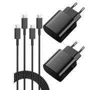 25W Chargeur USB C，Chargeur Rapide Samsung avec 2M Câbles ，Charge Rapide pour Samsung Galaxy S25/S24/S23/S22/S21 Ultra/S20/S20+/Note 20/10/9/8/A73/A53/A52，UBS C Secteur Mural Alimentation Prise-2 Pack