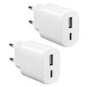 25W Chargeur USB C Secteur Charge Rapide pour iPhone 16 15 14 13 12 11 Pro Max SE XS, Samsung Galaxy S25/S24/S23/S22/S21 Ultra/S20/S20+/Note 20/10/9/8/A73/A53/A52/S10, Mural Alimentation Prise 2Pack