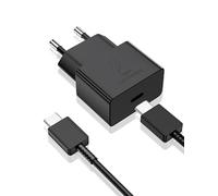 25W Chargeur USB C Secteur Charge Rapide pour Samsung Galaxy A17 A16 A56 A36 A26 A55 A35 S25 Edge S24 S23 S22 S21 S20 Ultra S10 S9 S8 A06 Z Flip 7,Prise Secteur USBC Adapteur avec 1m Câble USB C Noir