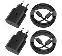25W Chargeur USB C Secteur Charge Rapide pour Samsung Galaxy S25/S24/S23/S22/S21 Ultra/S21+/S20/Note20/S10/S9,iPhone 16 Pro Max/15 Plus/iPad Proet A16/A15/A14/A54/A53/A34 avec 2M USBC Câble(2Pack)