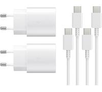 25w Fast Charger For Samsung Galaxy S24 S23 S22 S21 S20 S10 A14 A23 A34 A54 A53 Z Fold Flip 4/5, Tablet S8 Fast Charging, Usb C Power Adapter Plug With Type C Cable (White 2 Pack)