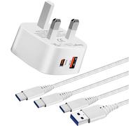 25w Super Fast Usb C And 18w Quick Charge 3.0 Charger Plug And Cable For Samsung Galaxy S24/S24+/S24 Ultra/A54 A55 5g/A25 A53 A14 A13 A15 A33 A22/Z Filp Fold 4 5/Iphone 15 Pro/15 Adapter Pro Max